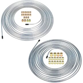 munirater 25 Ft. of 3/16 and 1/4 Galvanized Steel Brake Line Kit with 16 & 16 Fittings