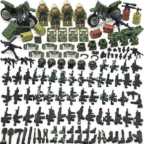 Military Weapon Guns Accessories for Minifigure Block Toys Include Camouflage Helmets E.O.D Suits Shields for Army Soldiers Gear Set Building Kits Kids Toy(260pcs)