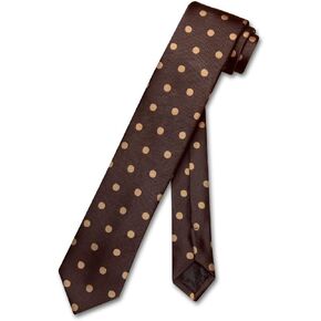 Vesuvio Napoli NeckTie Skinny Chocolate Brown w/Light Brown Polka Dots 2.5" Tie