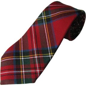 Stewart Royal Red Wool Plaid Check Neck Tie
