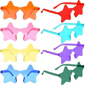 8/12/24/36/48 Pack Star Sunglasses Bulk Colorful Rimless Star Glasses Transparent Candy Color Sunglass for Adult Kids