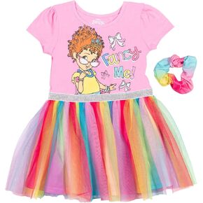Disney Fancy Nancy Girls Short Sleeve Tutu Dress with Scrunchy Toddler to Big Kid