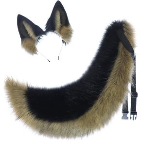 JUNBOON Cat Wolf Fox Tail Faux Fur Ear Headband Set Adult Halloween Xmas Fancy Party Cosplay Costume Gifts