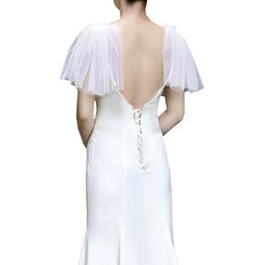 2 Pcs Short Tulle Shoulder Cape Bridal Veil Short Bridal Veil Decoration for Wedding Dress for women