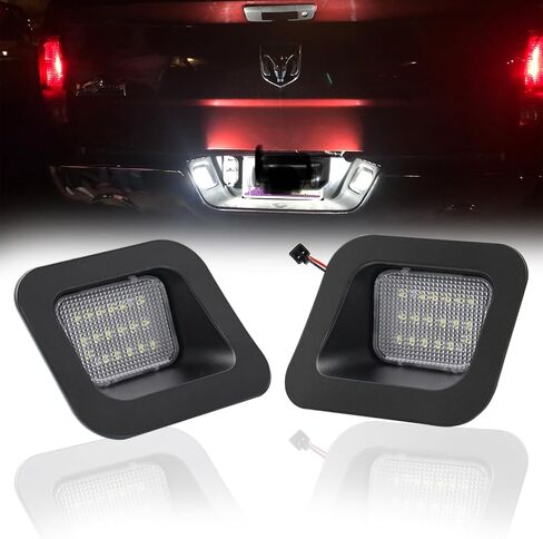 2 PCS LED License Plate Light Tag Lights For 2003-2018 Dodge RAM 1500 2500 3500 Pickup Truck Replace Rear Number Lamp Assembly Super Bright (Grey Lens) in Saudi Arabia