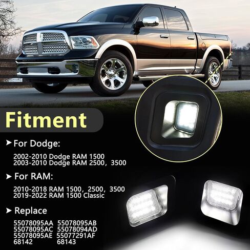 2 PCS LED License Plate Light Tag Lights For 2003-2018 Dodge RAM 1500 2500 3500 Pickup Truck Replace Rear Number Lamp Assembly Super Bright (Grey Lens) in Saudi Arabia
