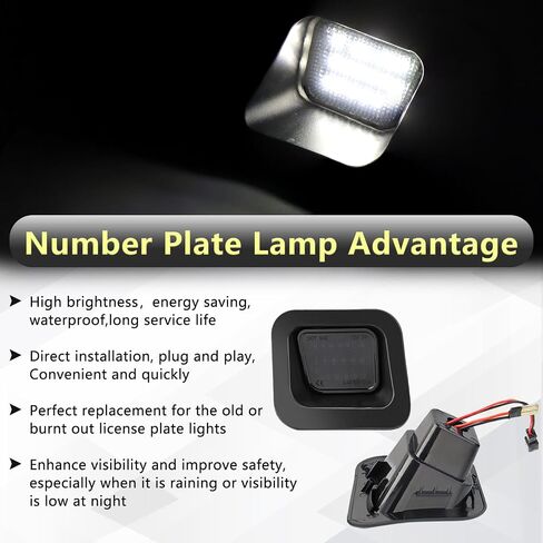 2 PCS LED License Plate Light Tag Lights For 2003-2018 Dodge RAM 1500 2500 3500 Pickup Truck Replace Rear Number Lamp Assembly Super Bright (Grey Lens) in Saudi Arabia