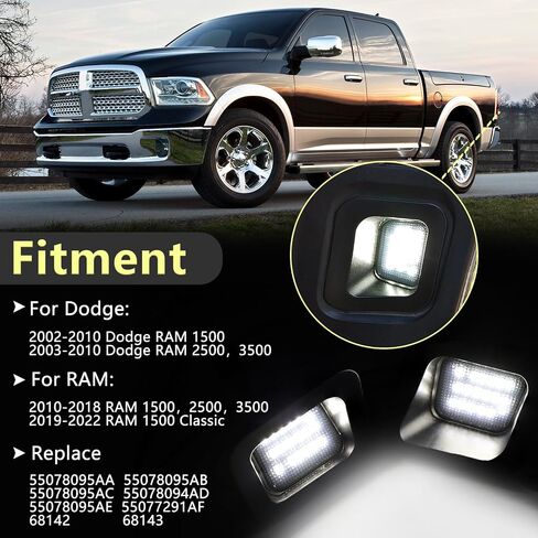2 PCS LED License Plate Light Tag Lights For 2003-2018 Dodge RAM 1500 2500 3500 Pickup Truck Replace Rear Number Lamp Assembly Super Bright (Grey Lens) in Saudi Arabia