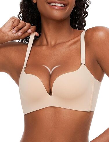 Wireless Push up Bras for Women Seamless Support Padded Plunge T-Shirt Comfort Bra in Saudi Arabia