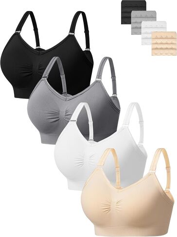 HBselect Wireless Bras for Women Comfortable Cami Bras Women's Bralettes No Underwire Adjustable Seamless Bra 4Pcs Sports Bra in Kuwait