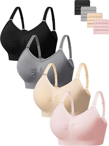 HBselect Wireless Bras for Women Comfortable Cami Bras Women's Bralettes No Underwire Adjustable Seamless Bra 4Pcs Sports Bra in Kuwait