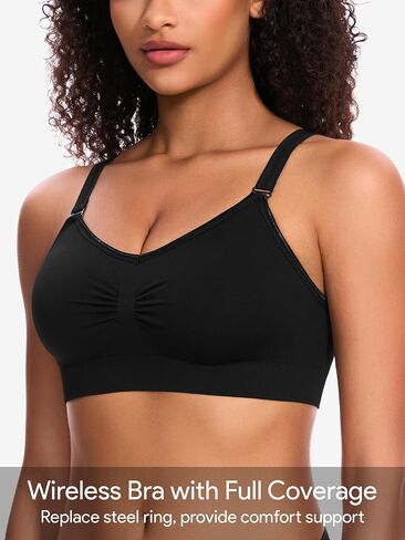 HBselect Wireless Bras for Women Comfortable Cami Bras Women's Bralettes No Underwire Adjustable Seamless Bra 4Pcs Sports Bra in Kuwait