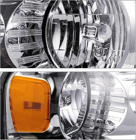 M-AUTO Headlights Headlamps Assembly w/ 2 Pre-assembled 6000K LED Bulbs Compatible with 2004-2008 Ford F-150, 06-08 Mark LT, Chrome Housing Clear Corner L+R Pair Head Light Lamps in Saudi Arabia
