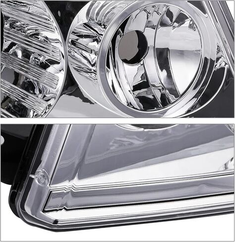 مجموعة المصابيح الأمامية M-AUTO مع 2 لمبات LED مجمعة مسبقًا 6000K متوافقة مع 2004-2008 Ford F-150، 06-08 Mark LT، غطاء كروم زاوية شفافة L+R زوج مصابيح إضاءة الرأس in Kuwait