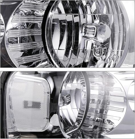 مجموعة المصابيح الأمامية M-AUTO مع 2 لمبات LED مجمعة مسبقًا 6000K متوافقة مع 2004-2008 Ford F-150، 06-08 Mark LT، غطاء كروم زاوية شفافة L+R زوج مصابيح إضاءة الرأس in Kuwait