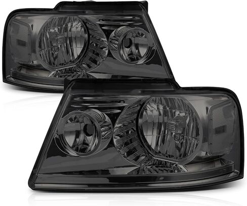 M-AUTO Headlights Headlamps Assembly w/ 2 Pre-assembled 6000K LED Bulbs Compatible with 2004-2008 Ford F-150, 06-08 Mark LT, Chrome Housing Clear Corner L+R Pair Head Light Lamps in Saudi Arabia