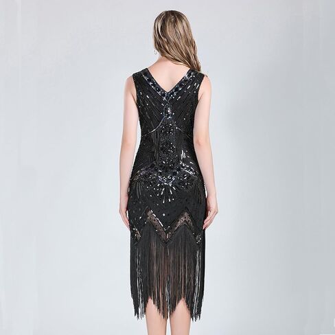 Women's 1920S Sequin Fringed Gatsby Flapper Dress with Roaring 20s Accessories in Saudi Arabia