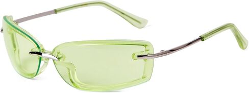 VIA LEECA Trendy Y2K Rectangle Sunglasses for Women Men, Designer Wrap Around Rimless 90s Retro Sun Glasses in Saudi Arabia