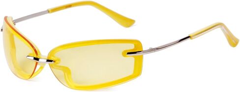 VIA LEECA Trendy Y2K Rectangle Sunglasses for Women Men, Designer Wrap Around Rimless 90s Retro Sun Glasses in Saudi Arabia