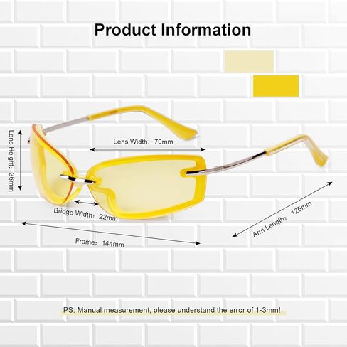 VIA LEECA Trendy Y2K Rectangle Sunglasses for Women Men, Designer Wrap Around Rimless 90s Retro Sun Glasses in Saudi Arabia