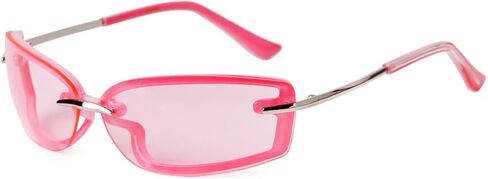 نظارات شمسية VIA LEECA العصرية Y2K مستطيلة للنساء والرجال، نظارات شمسية كلاسيكية بدون إطار من التسعينيات in Kuwait