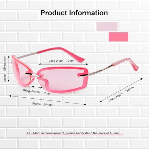 نظارات شمسية VIA LEECA العصرية Y2K مستطيلة للنساء والرجال، نظارات شمسية كلاسيكية بدون إطار من التسعينيات in Kuwait