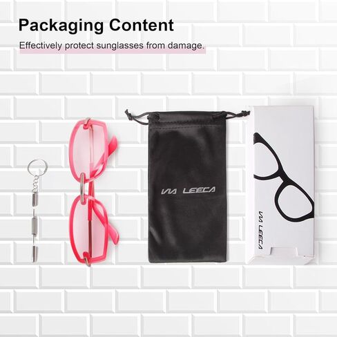 نظارات شمسية VIA LEECA العصرية Y2K مستطيلة للنساء والرجال، نظارات شمسية كلاسيكية بدون إطار من التسعينيات in Kuwait