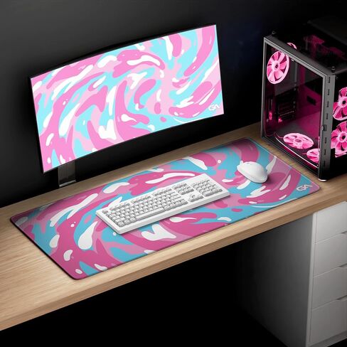 GutzyAiden Swirl XXL Gaming Mouse Pad | 36" x 18" | Hybrid Polyester Fabric Top | Non-Slip Rubber Base | 4mm Thick (Arctic Swirl) in Saudi Arabia