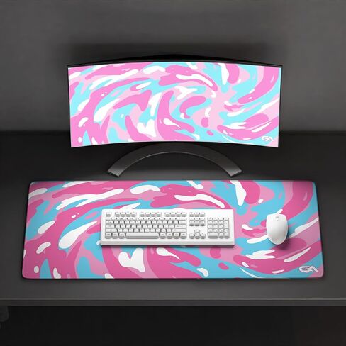 GutzyAiden Swirl XXL Gaming Mouse Pad | 36" x 18" | Hybrid Polyester Fabric Top | Non-Slip Rubber Base | 4mm Thick (Arctic Swirl) in Saudi Arabia