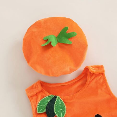 Toddler Baby Girl Boy Halloween Outfits Sleeveless Pumpkin Romper Bodysuit Halloween Costumes Pumpkin Face Clothes in Kuwait