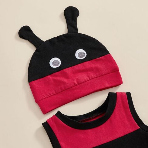 Madjtlqy Newborn Baby Girl Boy Ladybug Halloween Costumes Outfit Sleevesless Romper + Wing + Hat + Socks in Saudi Arabia