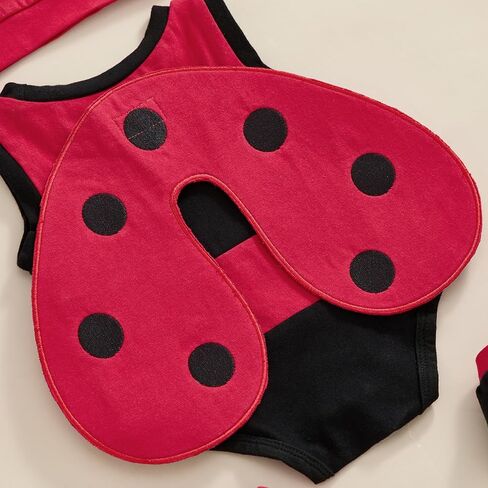 Madjtlqy Newborn Baby Girl Boy Ladybug Halloween Costumes Outfit Sleevesless Romper + Wing + Hat + Socks in Saudi Arabia