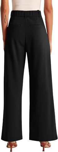 Women's Wide Leg Formal Pants Elastic Waist Business Casual Suit Pants with Pockets Fashion Trousers in Kuwait