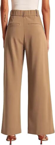 Women's Wide Leg Formal Pants Elastic Waist Business Casual Suit Pants with Pockets Fashion Trousers in Kuwait