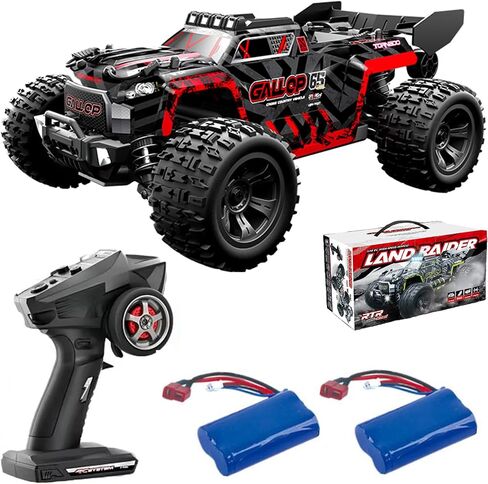 1:18 Scale RC Monster Truck 40km/h Speed 4X4 All Terrain Off-Road RC Truck, Waterproof Electric RC Vehicle with Roof Lights and Heads Up Wheels with 2 Batteries (Green) in Saudi Arabia