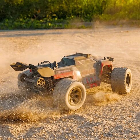 1:18 Scale RC Monster Truck 40km/h Speed 4X4 All Terrain Off-Road RC Truck, Waterproof Electric RC Vehicle with Roof Lights and Heads Up Wheels with 2 Batteries (Green) in Saudi Arabia