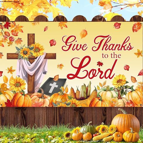 سقوط عيد الشكر غطاء الباب راية الخريف عيد الشكر المسيحي يسوع الباب راية الديكور أوراق القيقب اليقطين عباد الشمس الكتاب المقدس الصليب الدينية تقديم الشكر إلى الرب راية لديكور حفلة الخريف in Kuwait