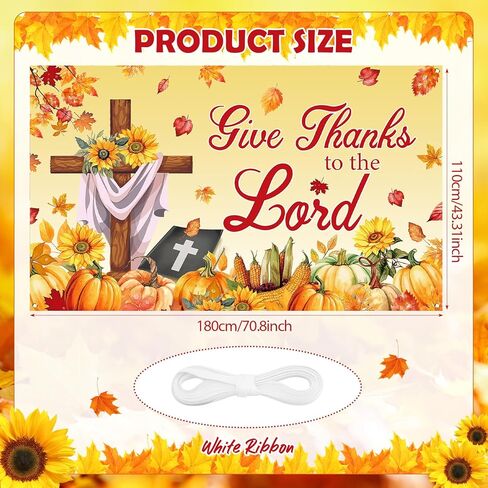 سقوط عيد الشكر غطاء الباب راية الخريف عيد الشكر المسيحي يسوع الباب راية الديكور أوراق القيقب اليقطين عباد الشمس الكتاب المقدس الصليب الدينية تقديم الشكر إلى الرب راية لديكور حفلة الخريف in Kuwait