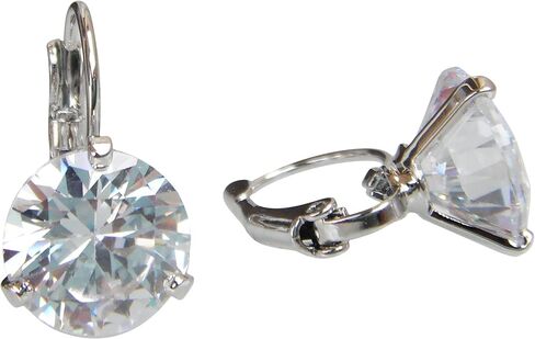Navachi 18k Gold Plated Simple Round Zirconia Leverback Earrings in Saudi Arabia
