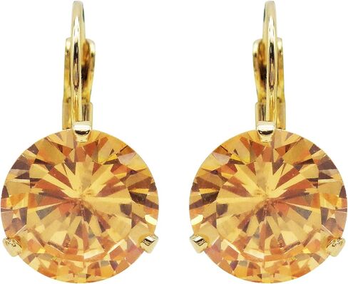 Navachi 18k Gold Plated Simple Round Zirconia Leverback Earrings in Saudi Arabia