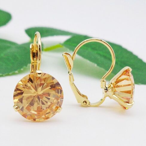 Navachi 18k Gold Plated Simple Round Zirconia Leverback Earrings in Saudi Arabia