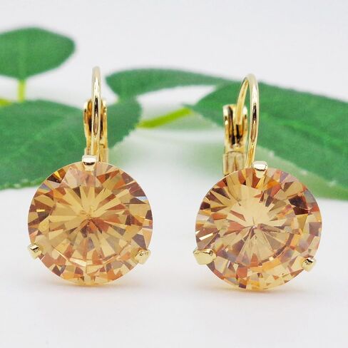 Navachi 18k Gold Plated Simple Round Zirconia Leverback Earrings in Saudi Arabia
