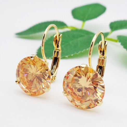 Navachi 18k Gold Plated Simple Round Zirconia Leverback Earrings in Saudi Arabia
