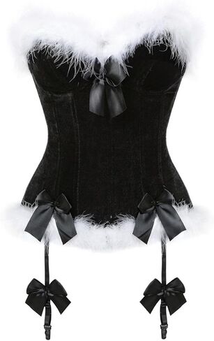 Christmas Mrs. Claus Bustier Corset Sexy Lace up Overbust Push up Bodyshaper with Thong Lingerie Set Costume in Kuwait