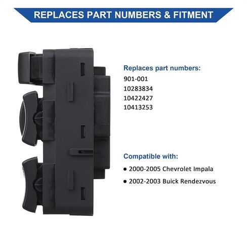 مفتاح نافذة Power Master 10283834 - متوافق مع Chevy Impala 2000-2005، Buick Rendezvous 2002-2003 - استبدل 10422427 in Saudi Arabia