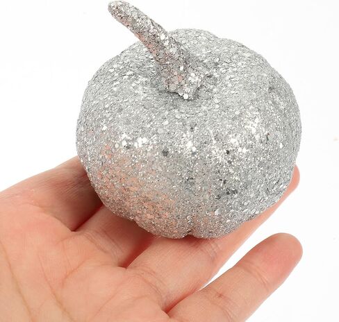 BESTOYARD 12 قطعة من القرع الإسفنجي الاصطناعي الصغير لعيد الشكر والهالوين وحصاد الخريف وديكورات اليقطين والدعائم المركزية للطاولة فضية in Kuwait