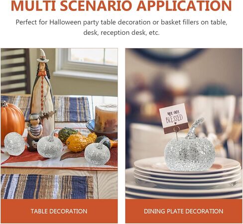 BESTOYARD 12 قطعة من القرع الإسفنجي الاصطناعي الصغير لعيد الشكر والهالوين وحصاد الخريف وديكورات اليقطين والدعائم المركزية للطاولة فضية in Kuwait