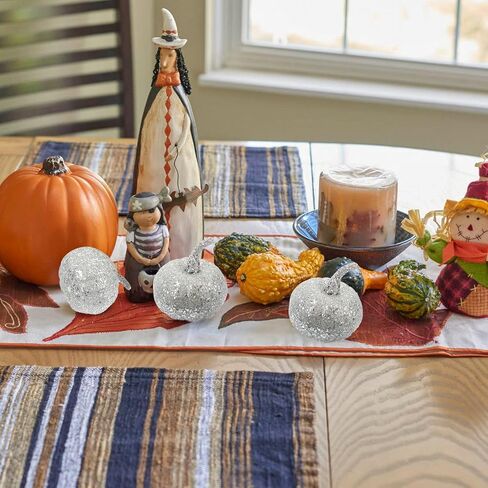 BESTOYARD 12 قطعة من القرع الإسفنجي الاصطناعي الصغير لعيد الشكر والهالوين وحصاد الخريف وديكورات اليقطين والدعائم المركزية للطاولة فضية in Kuwait