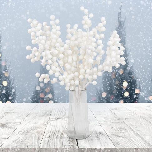 RECUTMS 5Pcs Red Berry Picks 15.7 Inches Artificial Christmas Holly Berries Stems Crafts Faux Burgundy Berry Branches for Christmas Tree Holiday Wedding DIY Wreath Winter Home Decor (Red) in Kuwait