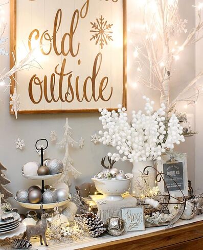 RECUTMS 5Pcs Red Berry Picks 15.7 Inches Artificial Christmas Holly Berries Stems Crafts Faux Burgundy Berry Branches for Christmas Tree Holiday Wedding DIY Wreath Winter Home Decor (Red) in Kuwait